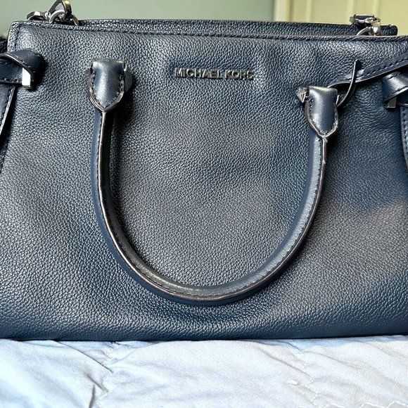 Michael Kors Medium Satchel Purse Navy Blue - Picture 2 of 7